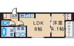 パルムズコート服部天神【2階】の間取り