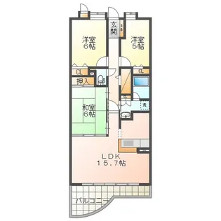 ライオンズマンション四日市【5階】の間取り