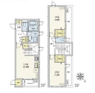 2LDKの間取り画像