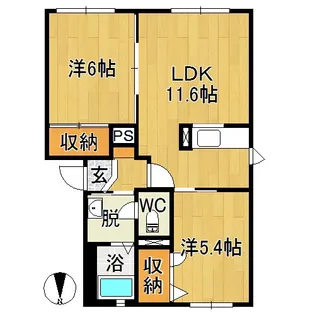 アーバンヴィレッジA【1階】の間取り