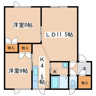 2LDKの間取り画像