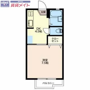 1DKの間取り画像