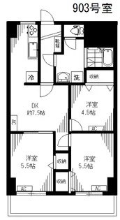 ひがしレジデンス【9階】の間取り