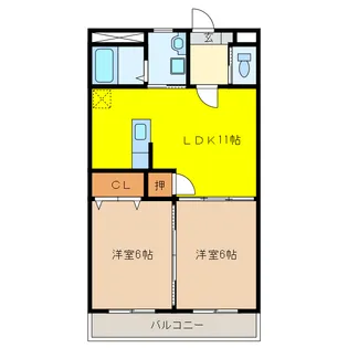 2LDKの間取り画像