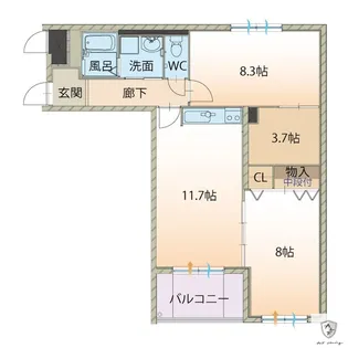 2LDKの間取り画像