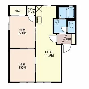 フォーレスこみど B【1階】の間取り