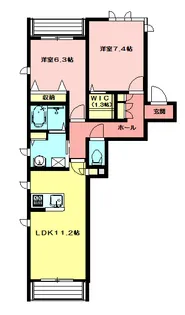 グリナージュ岸町II【2階】の間取り