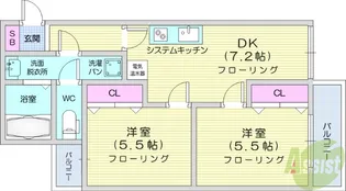 ベルコムン原町【3階】の間取り