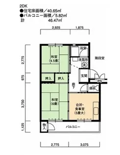 下川原団地9号棟【3階】の間取り