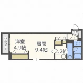 デルソール南6条【10階】の間取り