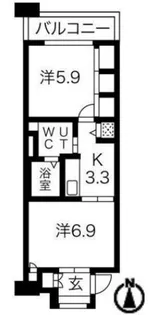 シティコート目黒【4階】の間取り