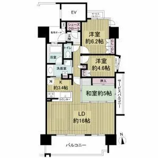 ルネ天王寺勝山【15階】の間取り