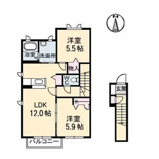 コンフォートリンナ 3番館【2階】の間取り