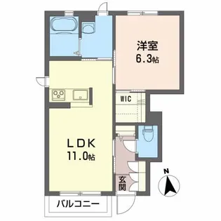 シャーメゾン朝日ヶ丘C【1階】の間取り