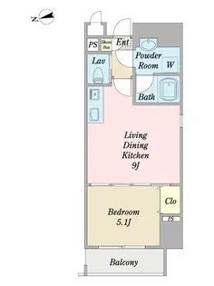 プレジリア九段下【8階】の間取り