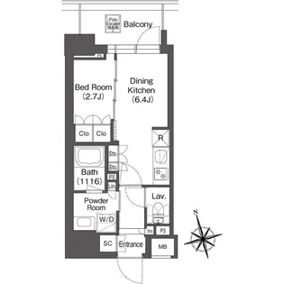 ミリアレジデンス浅草駒形【3階】の間取り