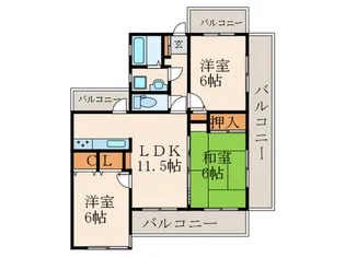 サンヴューパレス長丘【5階】の間取り