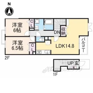 サンシャインヴィレッジ桜井B【2階】の間取り