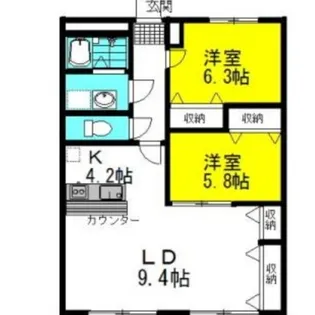 ラヴィ・アンローズ ブルーノ【2階】の間取り