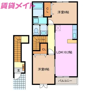 ミューズ B【2階】の間取り