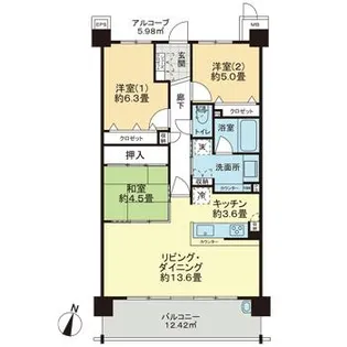 サーパス赤塚姫子【5階】の間取り