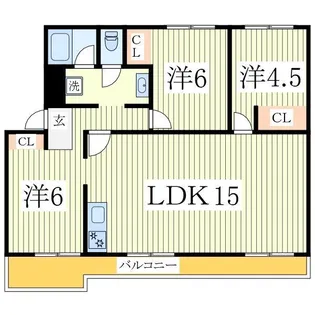 江戸川台小田急ハイツ23号棟【4階】の間取り