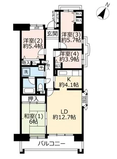 URベイシティ本牧南【8階】の間取り