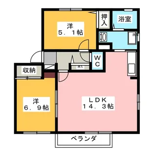 リヴェールみどり C棟【2階】の間取り