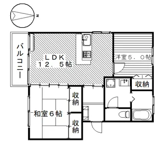グランドヒルズB【1階】の間取り