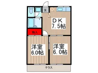 エステ-トピア森【1階】の間取り