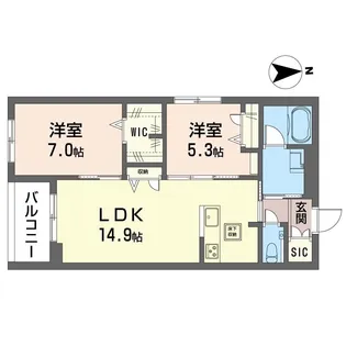 2LDKの間取り画像