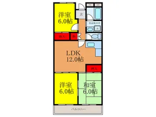 高槻ガーデンヒルズ【3階】の間取り