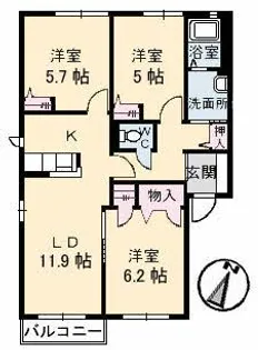 ディアーナHIRO D棟【2階】の間取り