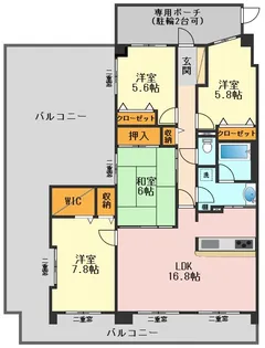 千葉県船橋市二子町【マンション】の間取り