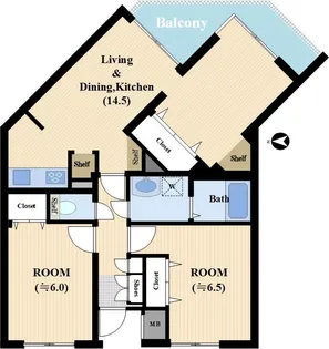 中原ハウスW-2【1階】の間取り