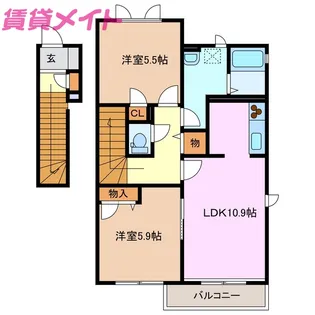 雪月花 6番館【2階】の間取り