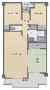 シャルマンコーポ枚岡公園B棟【2階】の間取り