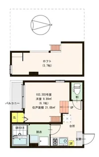 ハーモニーテラス平野西【2階】の間取り