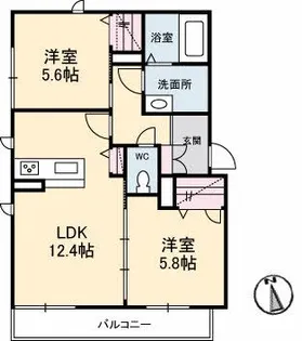 セナール ド ソル【1階】の間取り