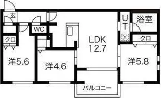 コローレN32ウエスト【5階】の間取り