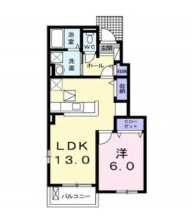 プレステージ花ずいF【1階】の間取り