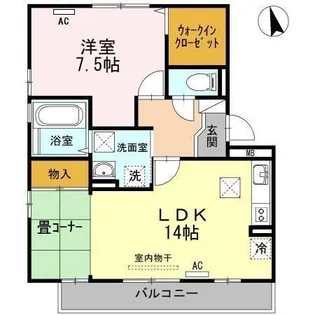 セジュールスハマ A棟【1階】の間取り