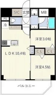 エスリードレジデンス ザ・グラン南堀江【6階】の間取り
