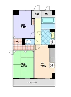 宮城県仙台市宮城野区宮千代1【マンション】の間取り