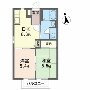 グランディス笹谷 E【2階】の間取り