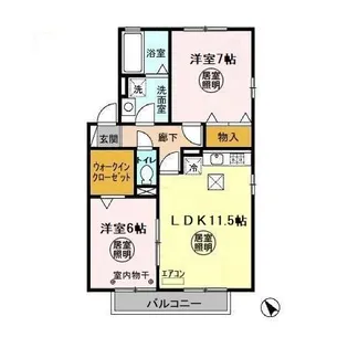 ロイヤルガーデン高萩B【1階】の間取り