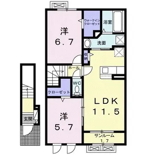 2LDKの間取り画像