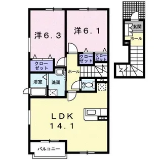 メゾン・ソレイユA【2階】の間取り