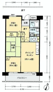 フロール山田町第2【7階】の間取り