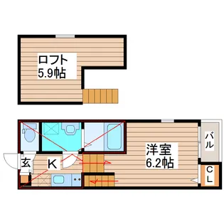 ハーモニーテラス新田II【2階】の間取り